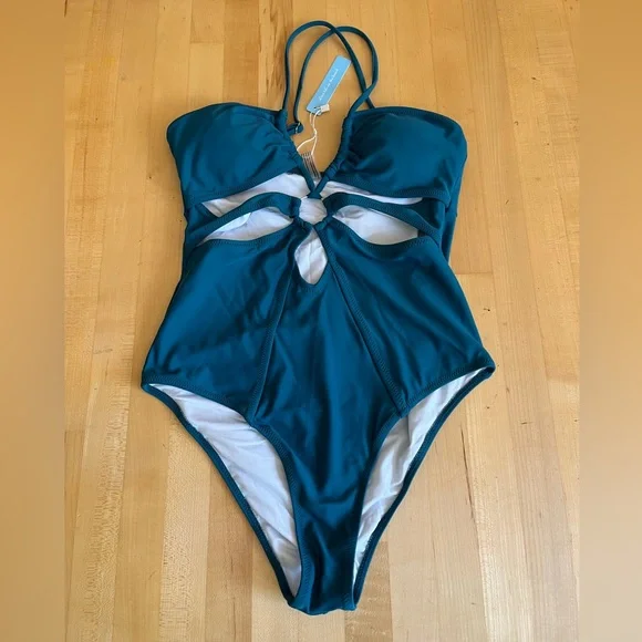 NWT* ๐๏ธCupshe Teal Green O-Ring Cutout One Piece Swimsuit NEW Size Medium ๐ - Picture 5 of 13